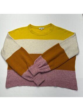 Madewell Striped Gladwell Balloon Sleeve Sweater M Colorful, Soft